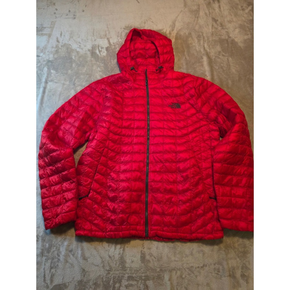 The North Face Puffer Jacket Mens Large Red Thermoball Hooded Full Zip C761